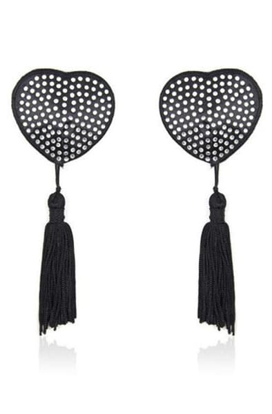 TOYZ4LOVERS Heart Shine Nipples Tassels Black Nipple covers