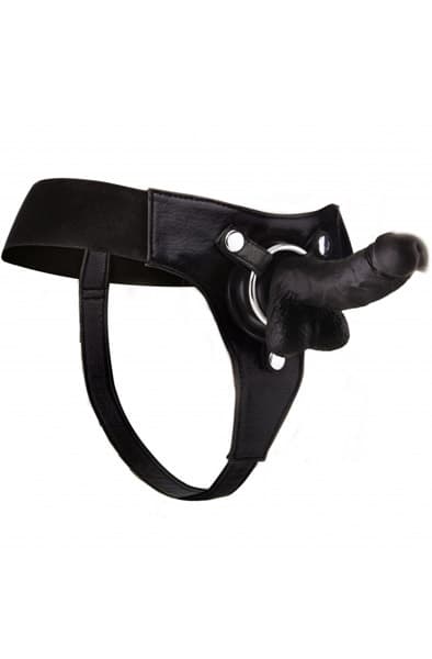 Shots Realistic Strap-On Black 18 cm Strap-on med sele
