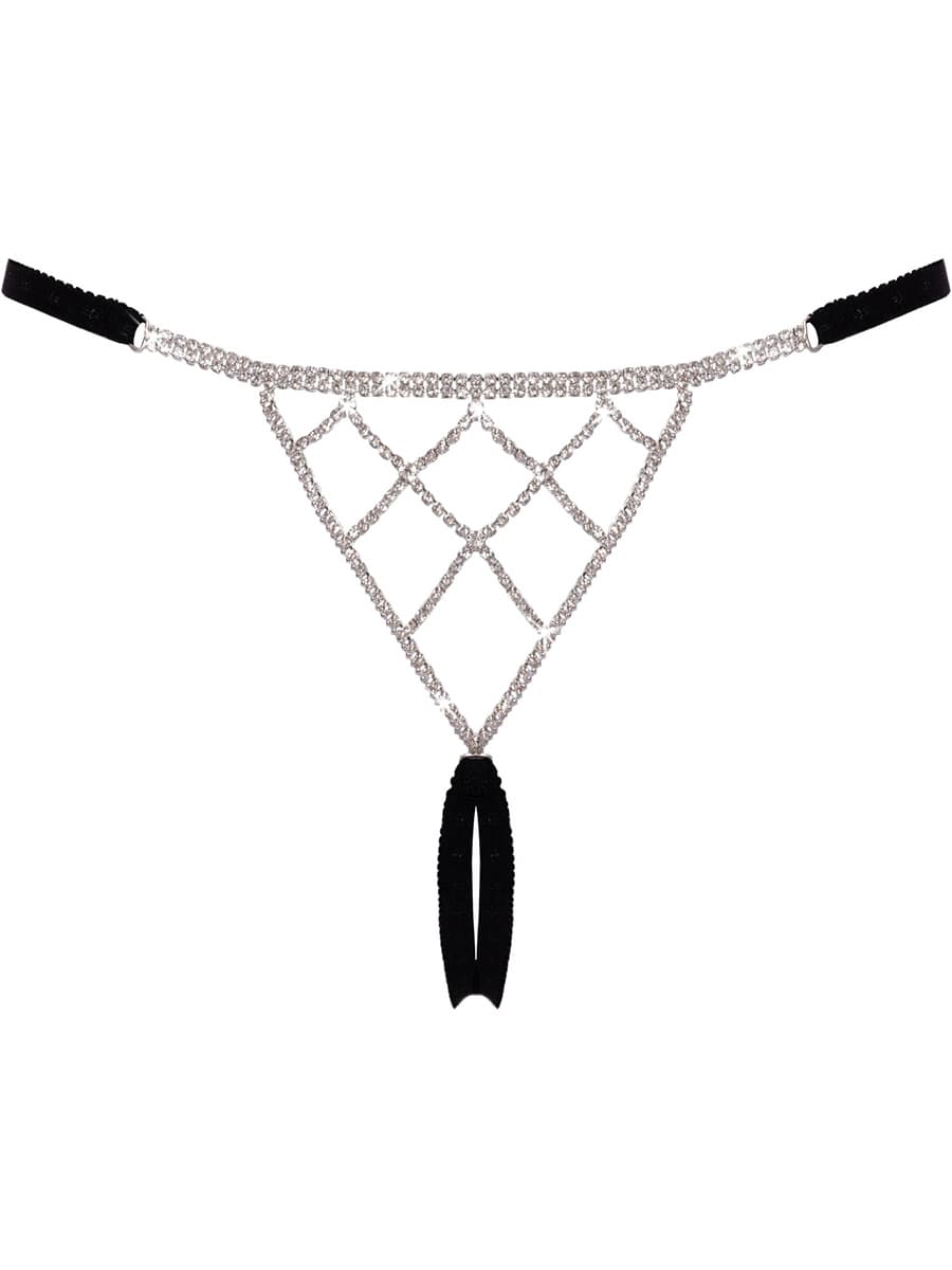 Cottelli Lingerie: Crotchless String with Rhinestones, One Size