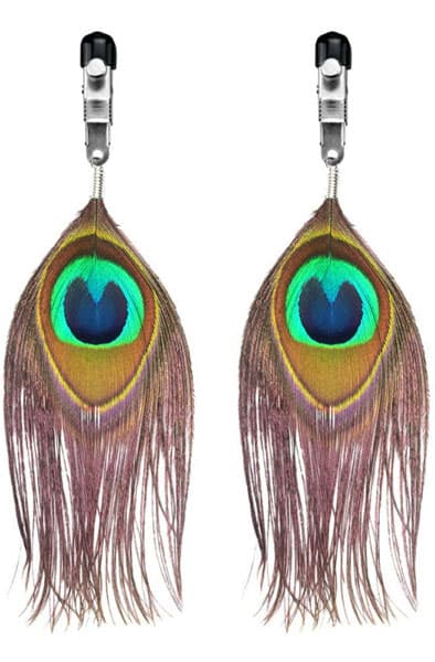 Lovetoy Nipple Clamp With Peacock Feather Trim Bröstvårtsklämmor