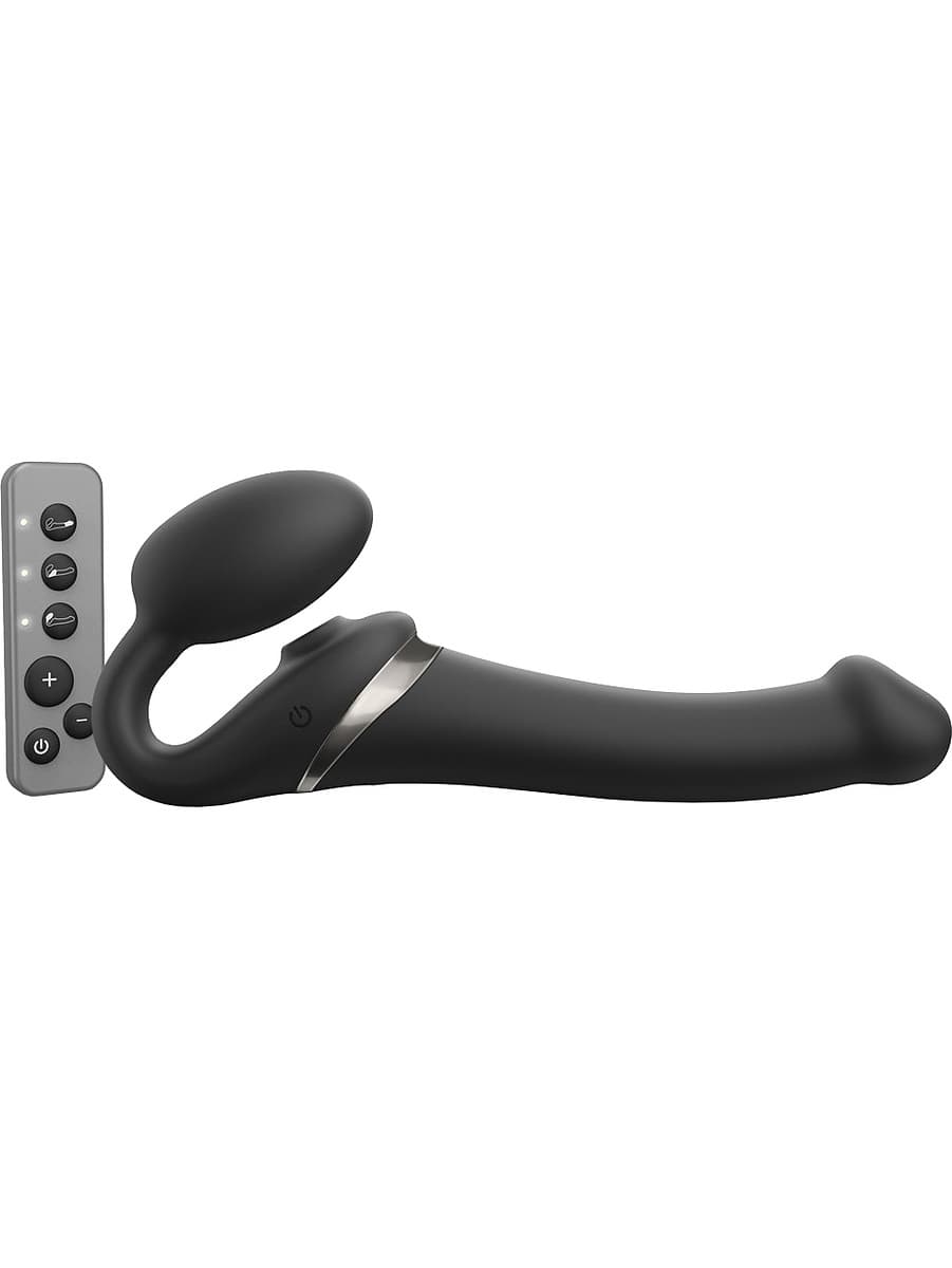 Strap-On-Me: Multi Orgasm Bendable Strap-On Vibrator, XL, svart